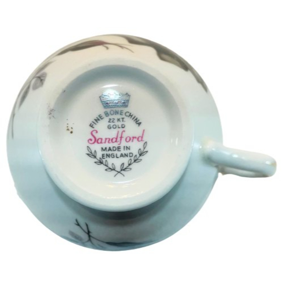 Royal Sandford Purple Roses Bone China 22k Gold‎ Trim Tea Cup/Saucer Set England - Picture 4 of 9